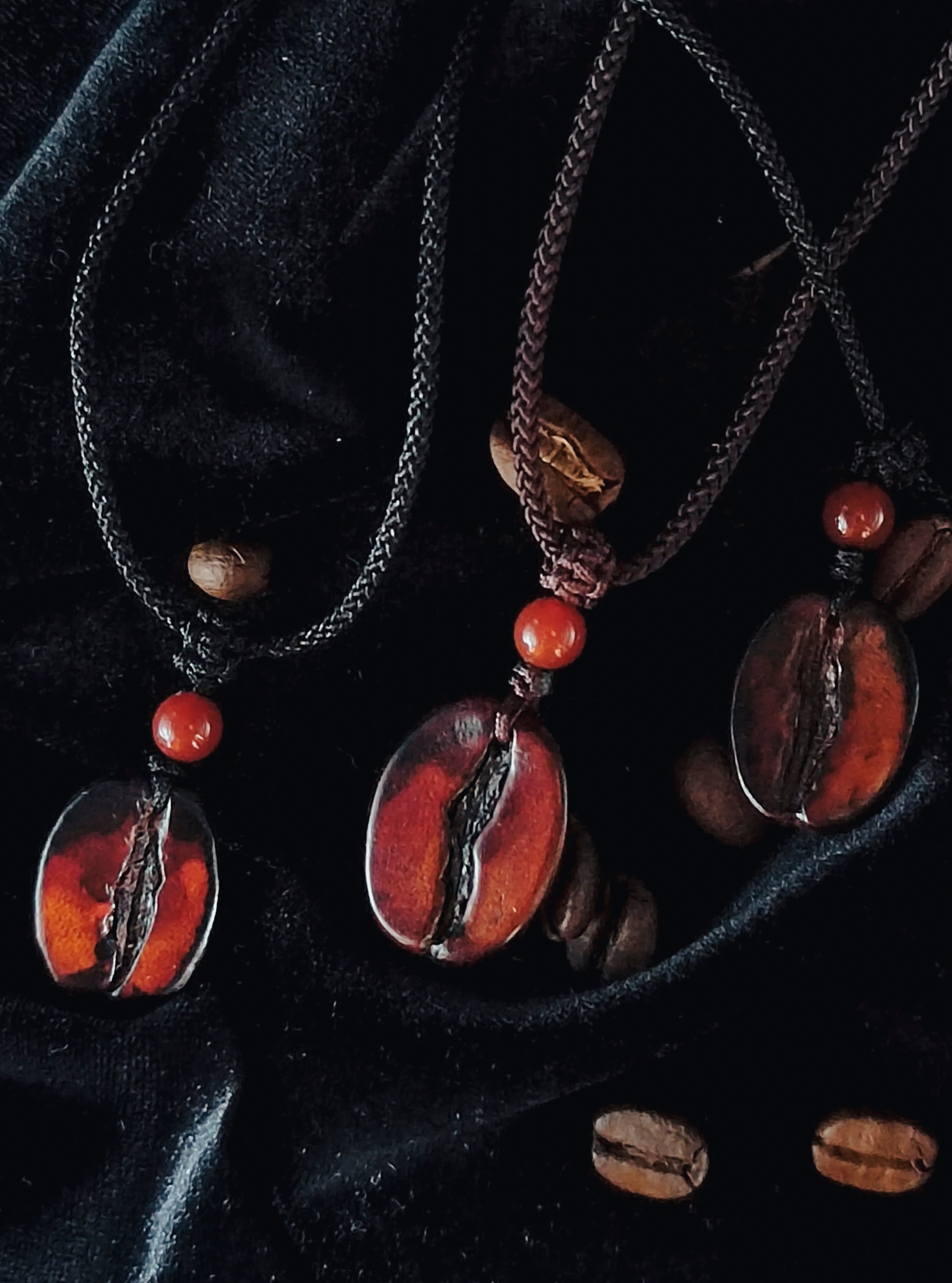 HandcHandcrafted Leather Coffee Bean Necklace Pro